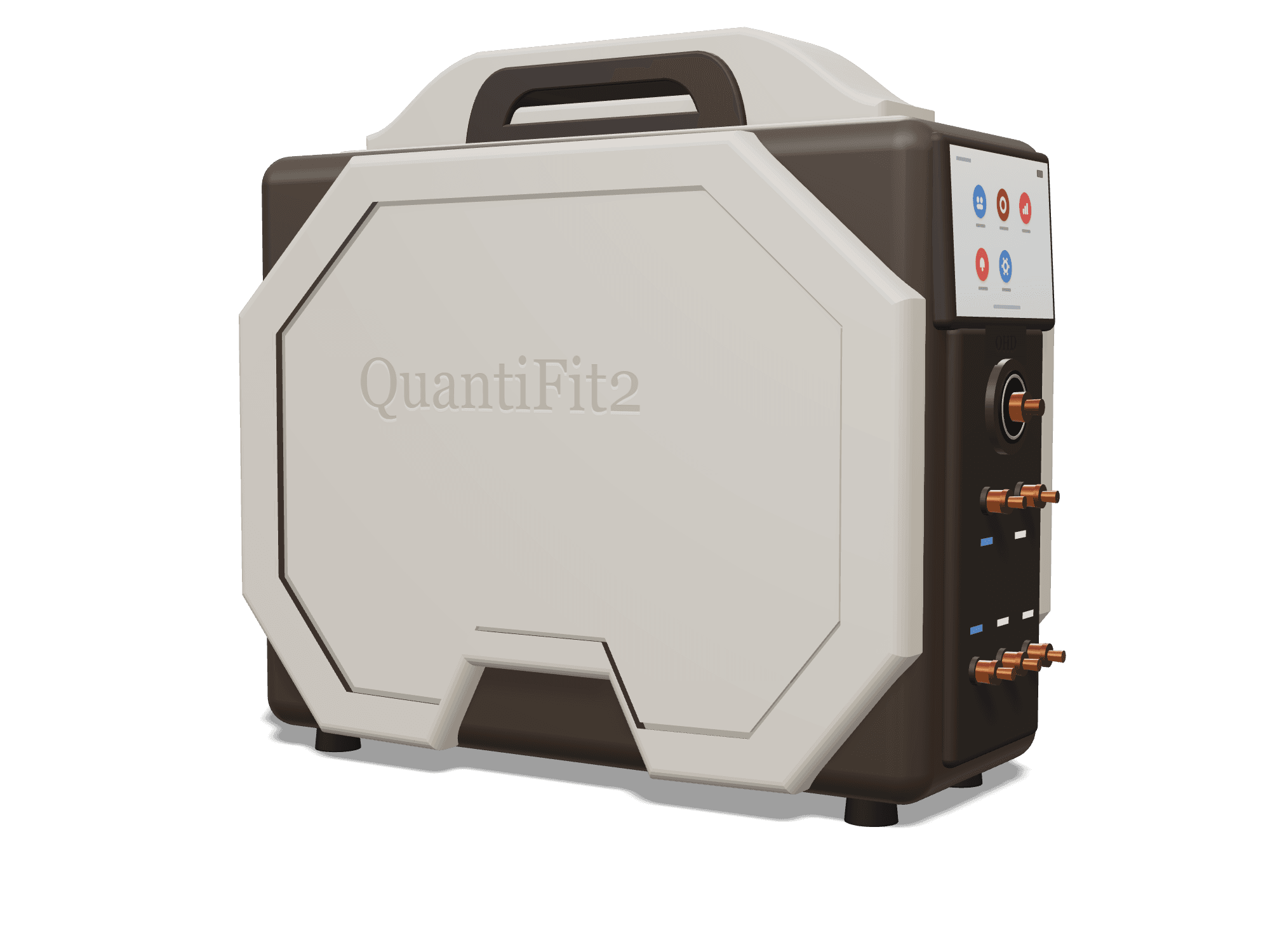 3D-render av QuantiFit2-instrument for kvantitativ tetthetskontroll av åndedrettsvern