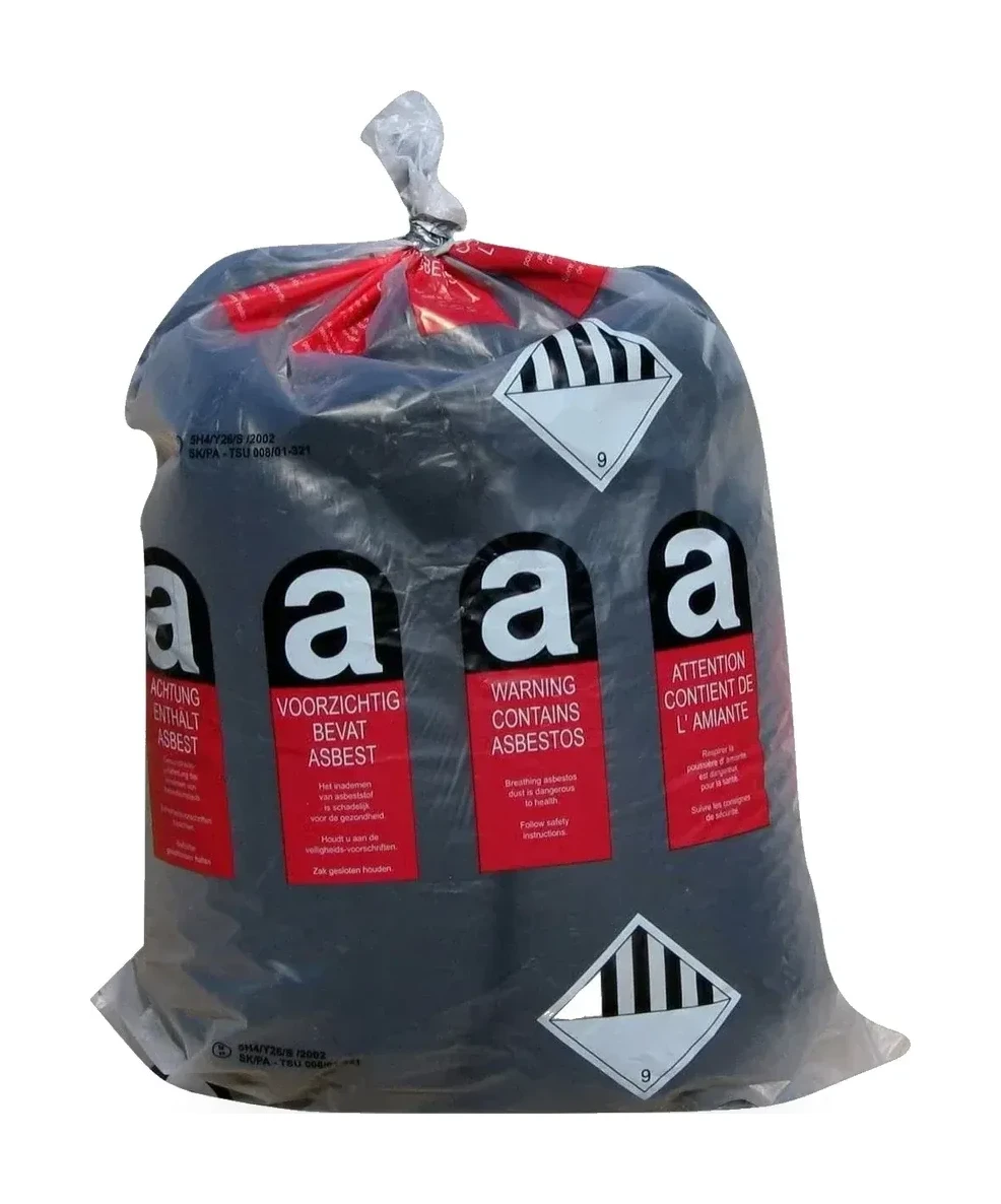 Asbestsekk, resirkulert LDPE, 80 × 120 cm, 100 µm, 100 stk